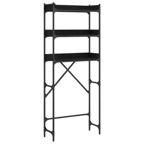 Polica za perilicu rublja crne 67x25x163 cm drvena - Crna 1 Cijena