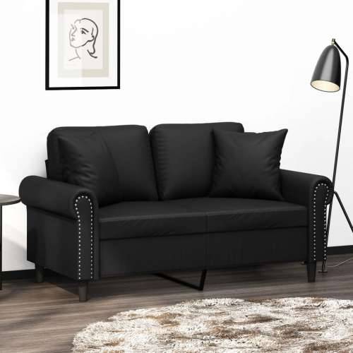 Dvosjed s ukrasnim jastucima crni 120 cm od umjetne kože - Crna 120 cm Cijena