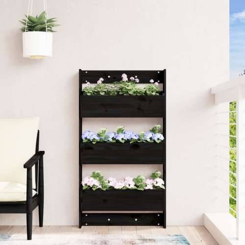 Zidna sadilica s 3 razine 60 x 18,5 x 110 cm crna od borovine - Crna boja bora 1 Cijena