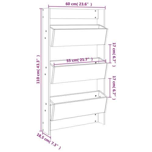Zidna sadilica s 3 razine 60 x 18,5 x 110 cm crna od borovine - Crna boja bora 1 Cijena