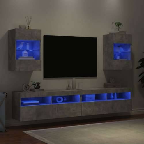 Zidni TV ormarići LED 2 kom boja betona 40x30x60,5 cm - Beton siva 2 40 cm Cijena