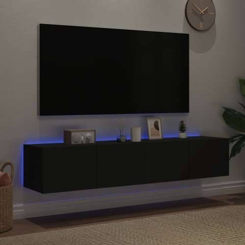 Zidni TV ormarići s LED svjetlima 2 kom crni 80x35x31 cm - Crna 80 x 35 x 31 cm 2 Cijena