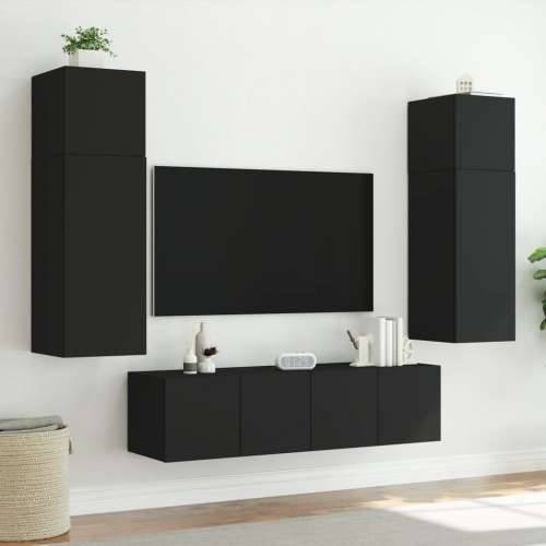 Zidni TV ormarići s LED svjetlima 2 kom crni 80x35x31 cm - Crna 80 x 35 x 31 cm 2 Cijena