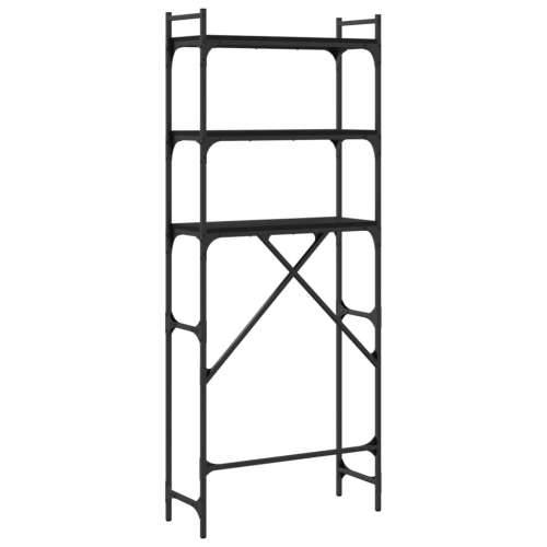 Polica za perilicu rublja crne 67x25x163 cm drvena - Crna 1 Cijena