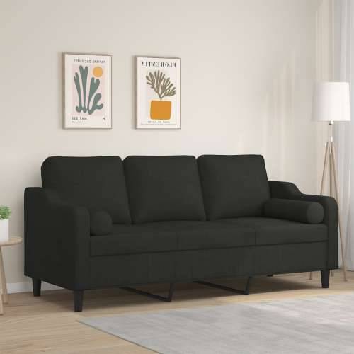 Trosjed s ukrasnim jastucima crni 180 cm od tkanine - Crna 180 cm Cijena