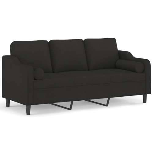 Trosjed s ukrasnim jastucima crni 180 cm od tkanine - Crna 180 cm Cijena