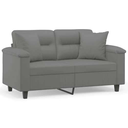 Dvosjed s jastucima tamnosivi 120 cm od mikrovlakana - Tamno siva 120 cm Cijena