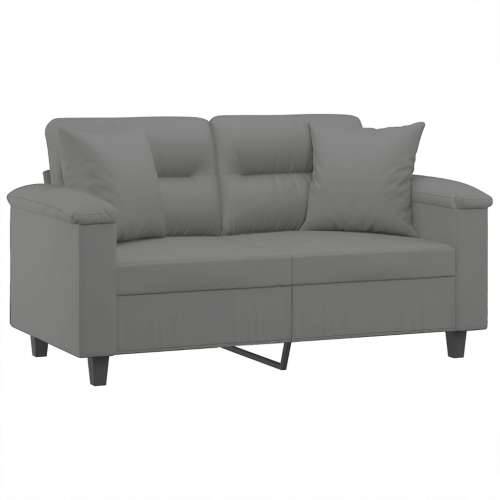 Dvosjed s jastucima tamnosivi 120 cm od mikrovlakana - Tamno siva 120 cm Cijena
