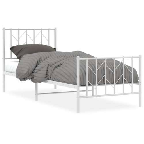Metalni okvir kreveta s uzglavljem i podnožjem bijeli 80x200 cm - Bijela 80 x 200 cm s uzglavljem i podnožjem Cijena