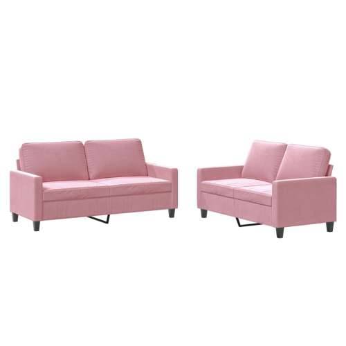 2-dijelni set sofa s jastucima ružičasti baršunasti - Ružičasta s jastučićima Cijena