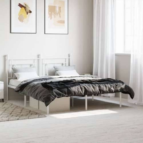Metalni okvir za krevet s uzglavljem bijeli 150x200 cm - Bijela 150 x 200 cm s uzglavljem Cijena