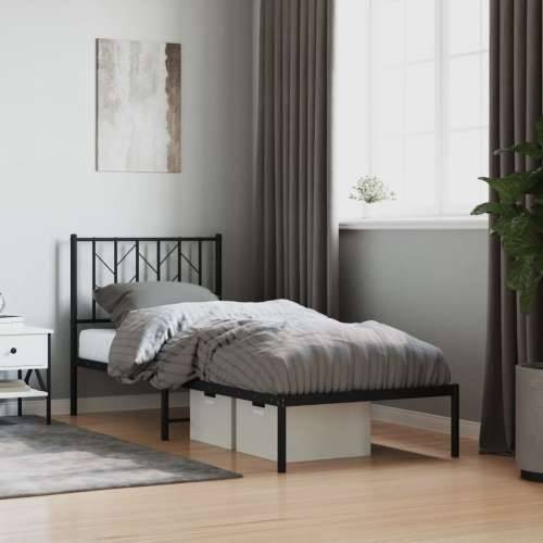 Metalni okvir za krevet s uzglavljem crni 80x200 cm Crna 80 x 200 cm s uzglavljem Cijena