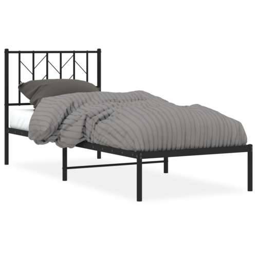 Metalni okvir za krevet s uzglavljem crni 80x200 cm Crna 80 x 200 cm s uzglavljem Cijena