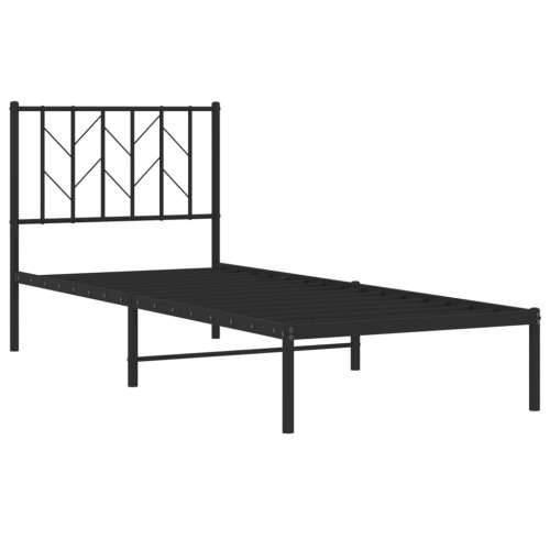 Metalni okvir za krevet s uzglavljem crni 80x200 cm Crna 80 x 200 cm s uzglavljem Cijena