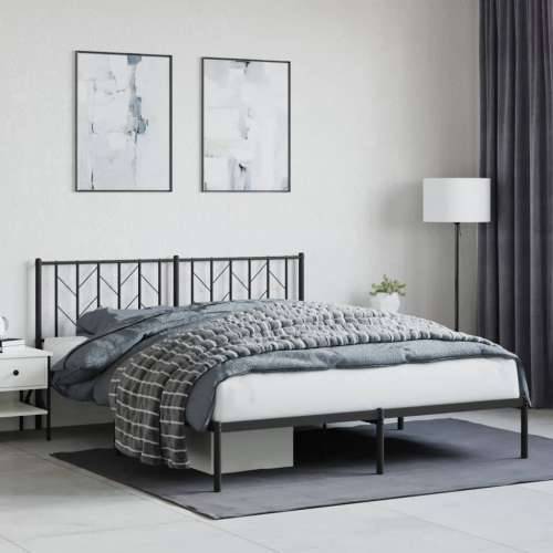 Metalni okvir za krevet s uzglavljem crni 160x200 cm - Crna 160 x 200 cm s uzglavljem Cijena