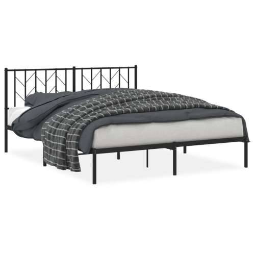 Metalni okvir za krevet s uzglavljem crni 160x200 cm - Crna 160 x 200 cm s uzglavljem Cijena