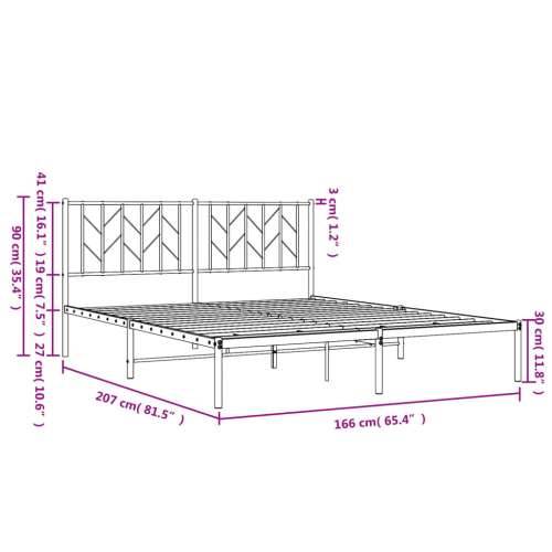 Metalni okvir za krevet s uzglavljem crni 160x200 cm - Crna 160 x 200 cm s uzglavljem Cijena