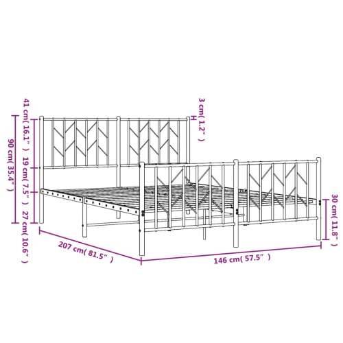 Metalni okvir kreveta uzglavlje i podnožje crni 140x200 cm - Crna 140 x 200 cm s uzglavljem i podnožjem Cijena