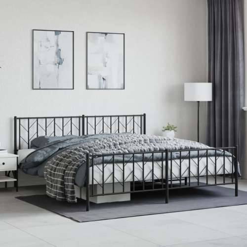 Metalni okvir kreveta uzglavlje i podnožje crni 193x203 cm - Crna 193 x 203 cm s uzglavljem i podnožjem Cijena