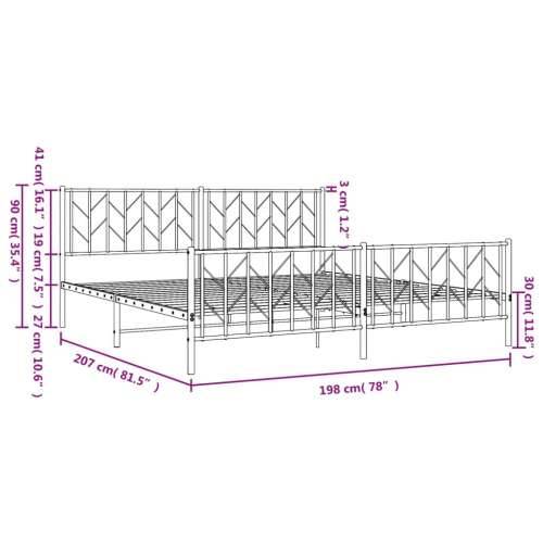 Metalni okvir kreveta uzglavlje i podnožje crni 193x203 cm - Crna 193 x 203 cm s uzglavljem i podnožjem Cijena