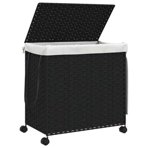 Košara za rublje s kotačima crna 60 x 35 x 60,5 cm od ratana - Crna 1 Cijena