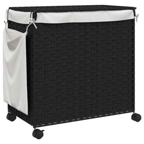 Košara za rublje s kotačima crna 60 x 35 x 60,5 cm od ratana - Crna 1 Cijena