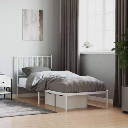 Metalni okvir za krevet s uzglavljem bijeli 80x200 cm - Bijela 80 x 200 cm s uzglavljem Cijena