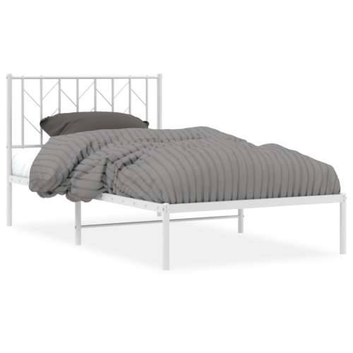 Metalni okvir za krevet s uzglavljem bijeli 100x190 cm - Bijela 100 x 190 cm s uzglavljem Cijena