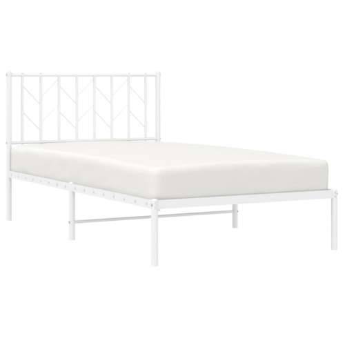 Metalni okvir za krevet s uzglavljem bijeli 100x190 cm - Bijela 100 x 190 cm s uzglavljem Cijena
