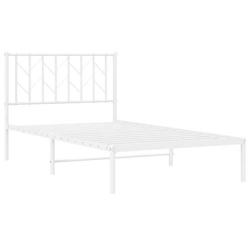 Metalni okvir za krevet s uzglavljem bijeli 100x190 cm - Bijela 100 x 190 cm s uzglavljem Cijena