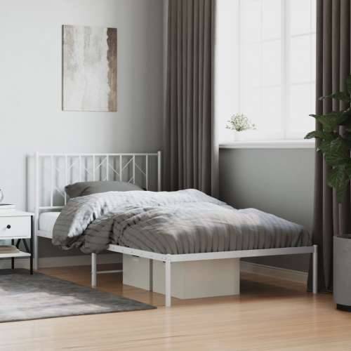 Metalni okvir za krevet s uzglavljem bijeli 107x203 cm - Bijela 107 x 203 cm s uzglavljem Cijena