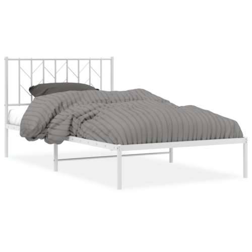 Metalni okvir za krevet s uzglavljem bijeli 107x203 cm - Bijela 107 x 203 cm s uzglavljem Cijena