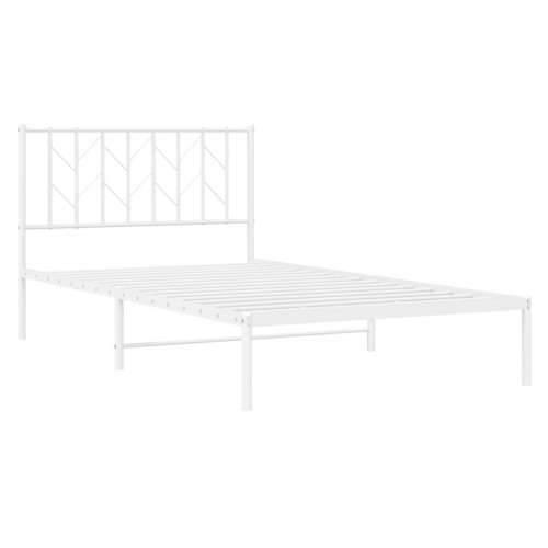 Metalni okvir za krevet s uzglavljem bijeli 107x203 cm - Bijela 107 x 203 cm s uzglavljem Cijena