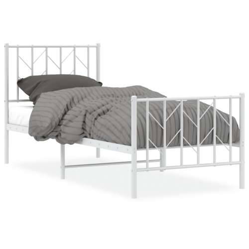 Metalni okvir kreveta s uzglavljem i podnožjem bijeli 75x190 cm - Bijela 75 x 190 cm s uzglavljem i podnožjem Cijena
