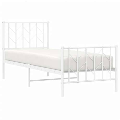 Metalni okvir kreveta s uzglavljem i podnožjem bijeli 75x190 cm - Bijela 75 x 190 cm s uzglavljem i podnožjem Cijena