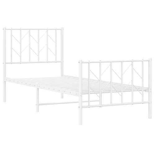 Metalni okvir kreveta s uzglavljem i podnožjem bijeli 75x190 cm - Bijela 75 x 190 cm s uzglavljem i podnožjem Cijena