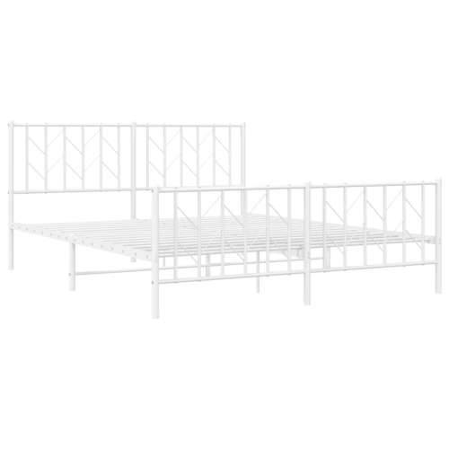 Metalni okvir kreveta uzglavlje i podnožje bijeli 160x200 cm Bijela 160 x 200 cm s uzglavljem i podnožjem Cijena