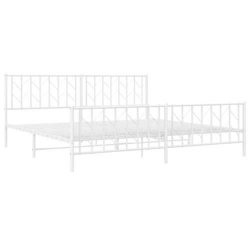 Metalni okvir kreveta uzglavlje i podnožje bijeli 200 x 200 cm Bijela 200 x 200 cm s uzglavljem i podnožjem Cijena