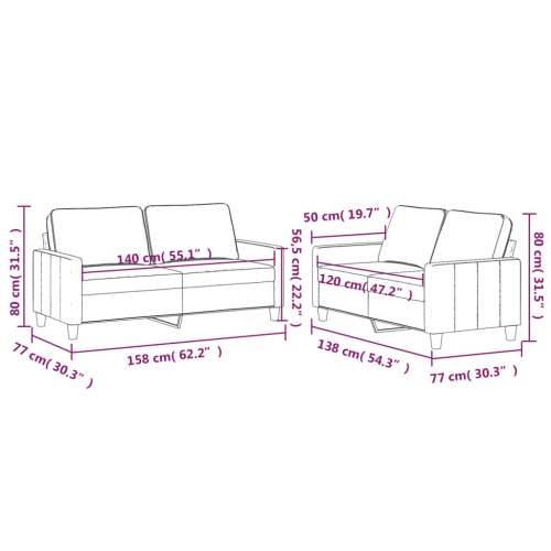 2-dijelni set sofa s jastucima svjetlosivi baršunasti - Svjetlosiva s jastučićima Cijena