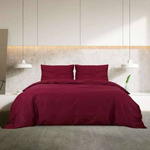 Set posteljine za poplun bordo 260 x 220 cm pamučni - Crvena 260 x 220 cm + 50 x 75 cm 1 Cijena