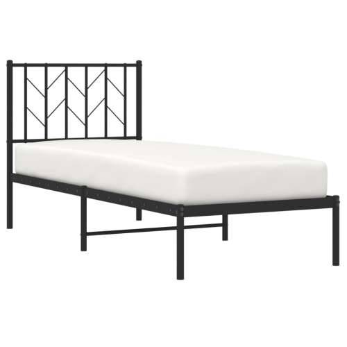 Metalni okvir za krevet s uzglavljem crni 75x190 cm - Crna 75 x 190 cm s uzglavljem Cijena