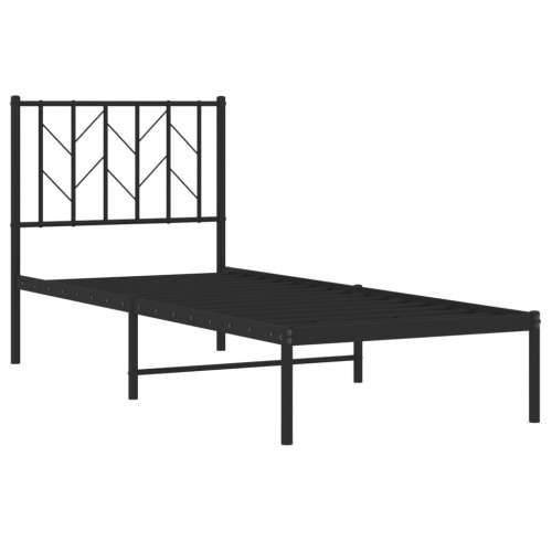 Metalni okvir za krevet s uzglavljem crni 75x190 cm - Crna 75 x 190 cm s uzglavljem Cijena