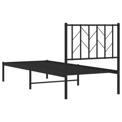 Metalni okvir za krevet s uzglavljem crni 75x190 cm - Crna 75 x 190 cm s uzglavljem Cijena