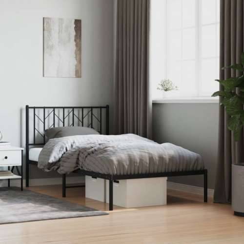 Metalni okvir za krevet s uzglavljem crni 100x190 cm - Crna 100 x 190 cm s uzglavljem Cijena
