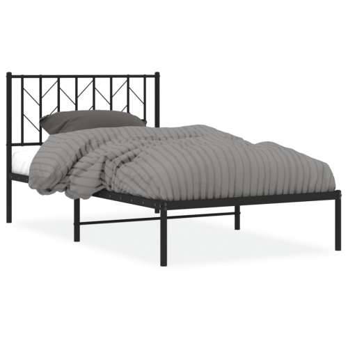 Metalni okvir za krevet s uzglavljem crni 100x190 cm - Crna 100 x 190 cm s uzglavljem Cijena