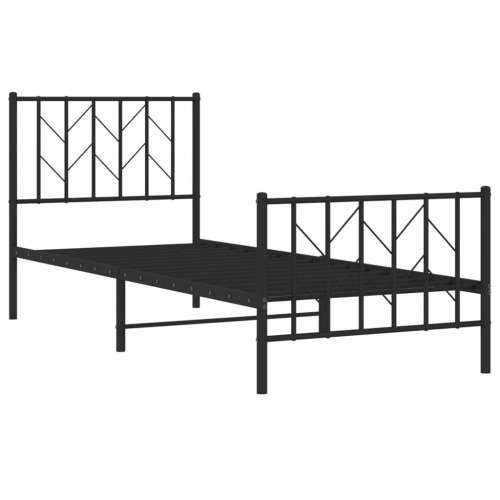 Metalni okvir kreveta uzglavlje i podnožje crni 80x200 cm - Crna 80 x 200 cm s uzglavljem i podnožjem Cijena
