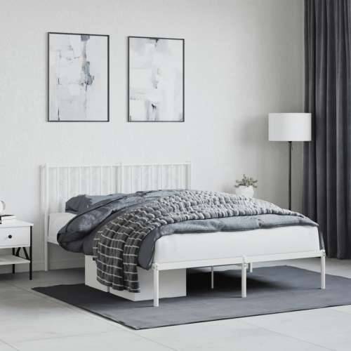Metalni okvir za krevet s uzglavljem bijeli 140 x 190 cm - Bijela 140 x 190 cm s uzglavljem Cijena