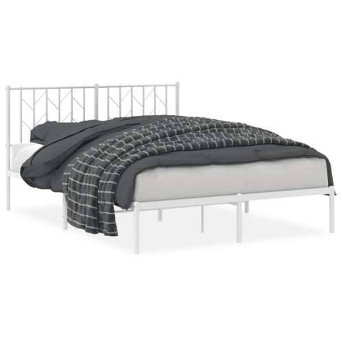 Metalni okvir za krevet s uzglavljem bijeli 140 x 190 cm - Bijela 140 x 190 cm s uzglavljem Cijena