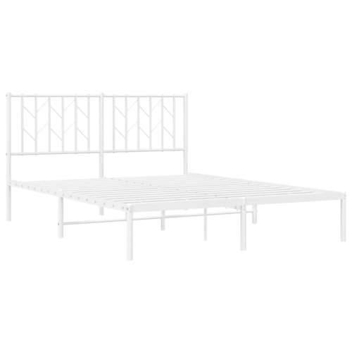 Metalni okvir za krevet s uzglavljem bijeli 140 x 190 cm - Bijela 140 x 190 cm s uzglavljem Cijena