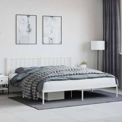 Metalni okvir za krevet s uzglavljem bijeli 193x203 cm - Bijela 193 x 203 cm s uzglavljem Cijena